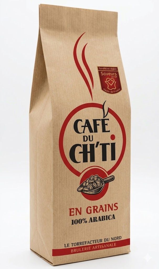 Café Du Ch'ti – Carton 6 × 1 kg (6 kg) – 100 % Arabica, en grains ou moulu