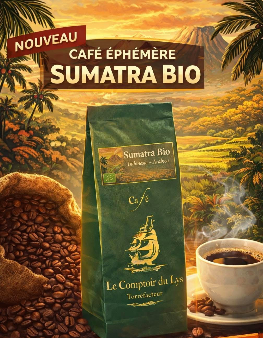 Café SUMATRA BIOLOGIQUE GRAINS - Sac de 5 Kg