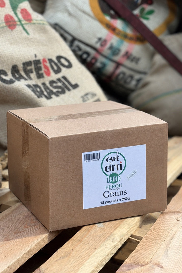Café du Ch’ti BIO Pérou en grains – Lot 15 × 250 g | Achat en gros
