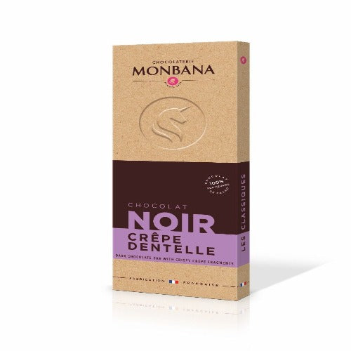 Tablette de chocolat noir à la crêpe dentelle