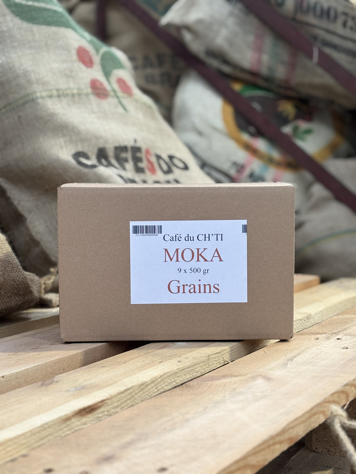 Café du Ch’ti Moka en grains – Lot 9 × 500 g | Achat en gros