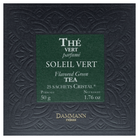 Thé aromatisé Soleil Vert. Boîte de 25 sachets